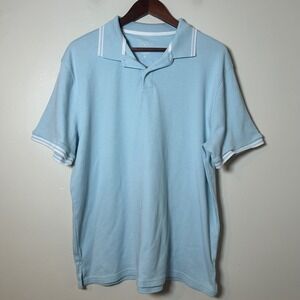 Tackle & Tides Mens XL Light Blue Polo Shirt Short‎ Sleeve Collared Casual